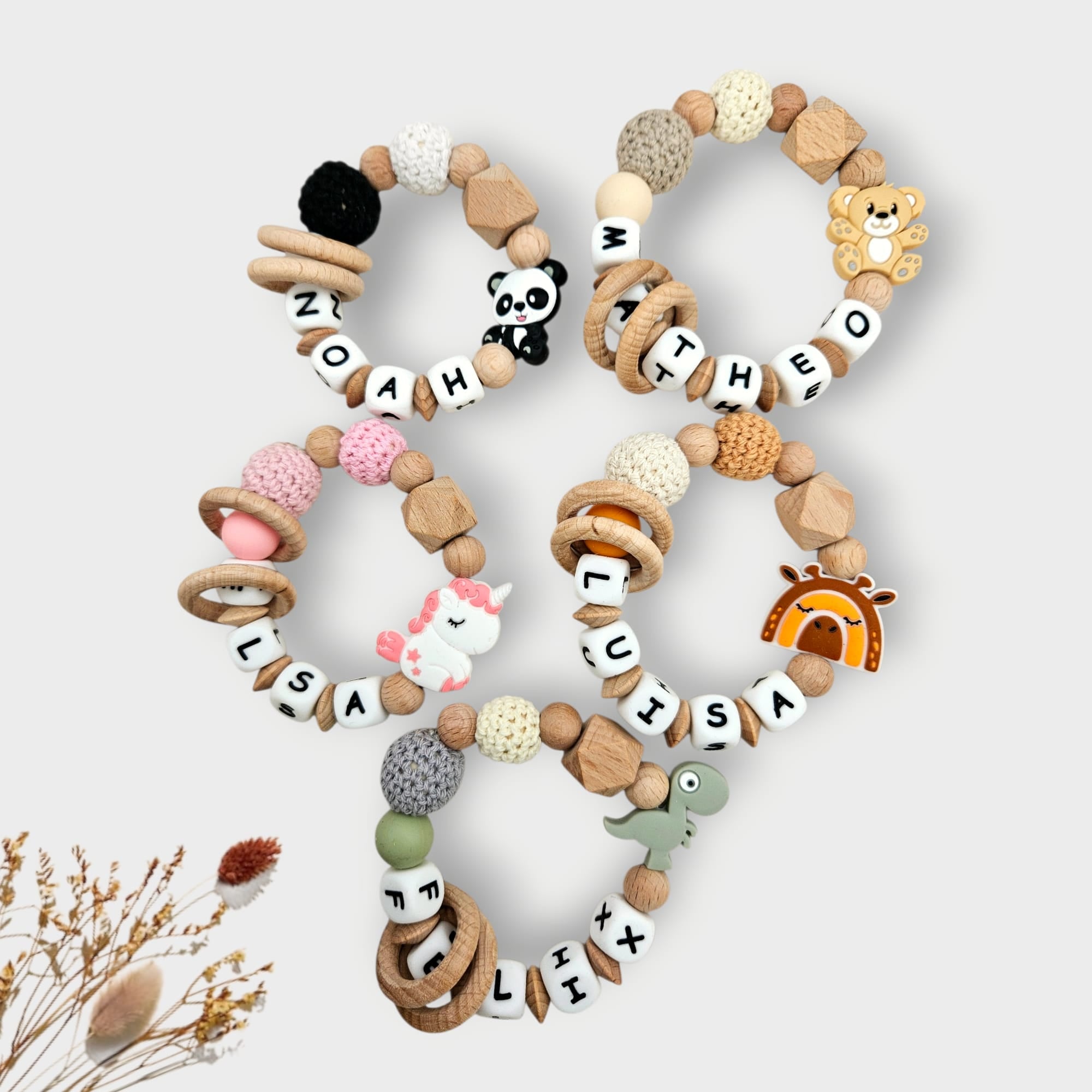 Baby Greifling individuell mit Tiermotiv – Handgemacht, BPA-frei & sicher