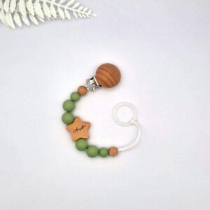 Alternative view of Personalisierte Schnullerkette mit Namen | Grün | Babygeschenk zur Geburt & Taufe | Handgefertigter Schnullerhalter BPA-frei | Mit Namensgravur