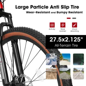 Alternative view of 27.5 inch Bikes for Adults, 21 Speed Mountain Bike w/Disc Brakes, Commuter Bike, Trail Bike, City Bike for Men Women, Aluminium Frame, Suit for 5'4"-6'2", 85% assembled (Red)