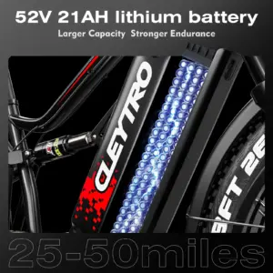 Alternative view of Cleytro 26*4.0 Fat Tire E bike, 750W Electric Bicycles Dual Motor 52V21AH Battery Max 37MPH Mountain Electric Bike
