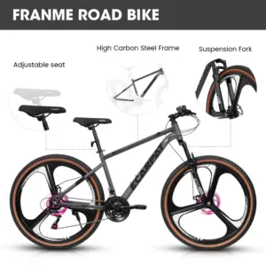 Alternative view of Ambifirner Mountain Bike 27 Inch Wheels, 21-Speed Mens Womens Trail Commuter City Mountain Bike, Aluminium Frame Disc Brakes Thumb Shifter Front Fork Bicycles