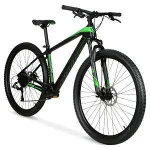 29" Hyper Carbon Fiber Mountain Bike, Black/Green, Adults Age 13+