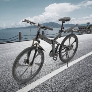 Alternative view of Aiqidi 26 Inch 21 Speed Folding Mountain Bike Full Suspension MTB Dual Disc Brakes Bicycle Foldable City Road Bike Seat Height Adjustable Unisex Adult Bicycle Black