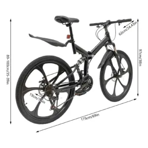 Alternative view of Wuzstar 26" Foldable Mountain Bike, 21 Speed seat height Adjustable Unisex Mountain Bike Black